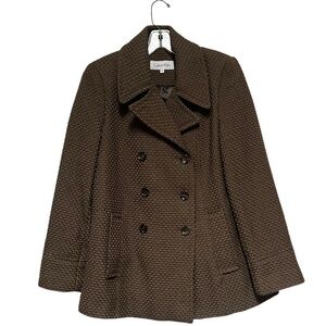 Calvin Klein Chocolate Brown Pea Coat Size 12